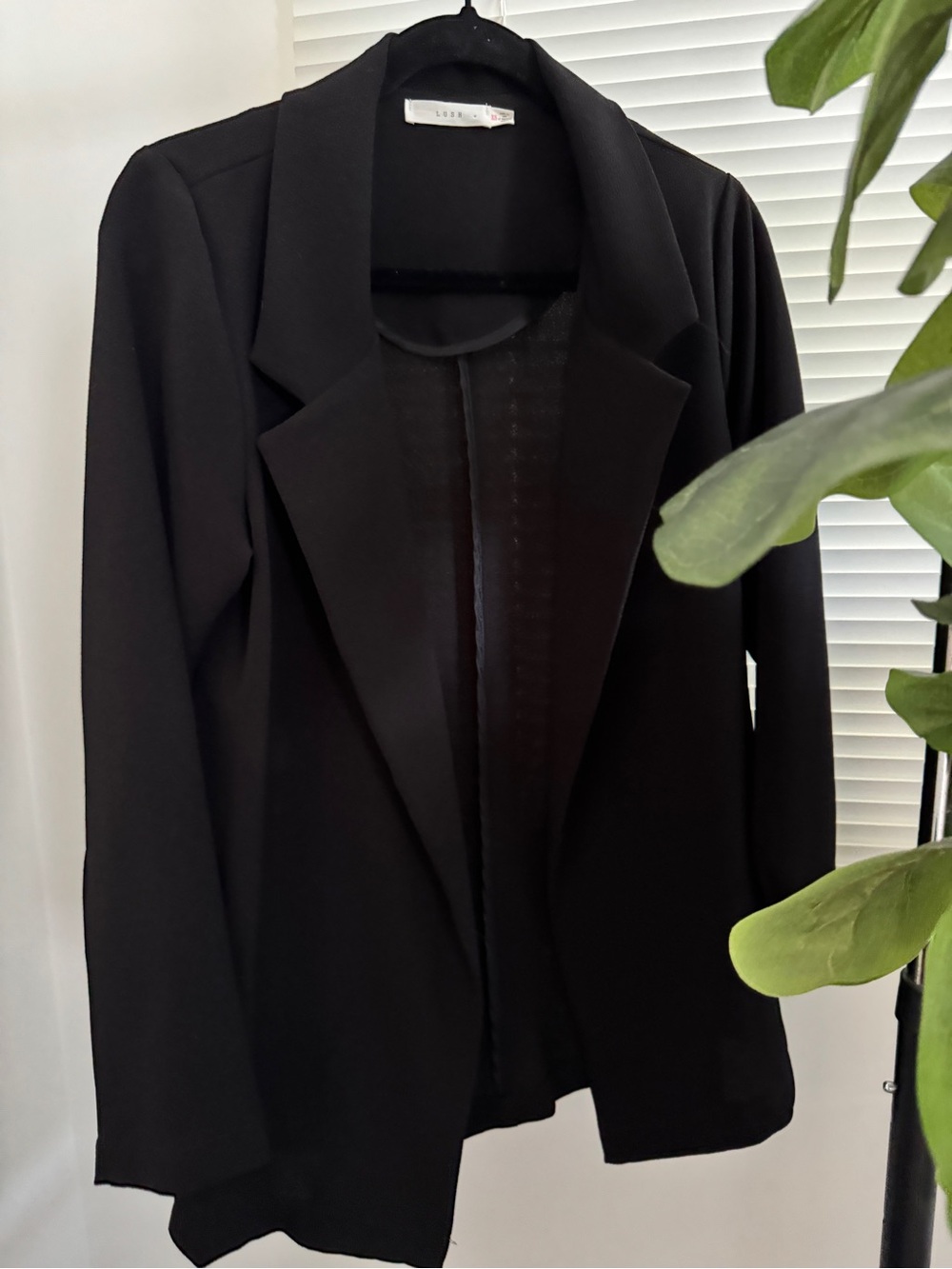 Lush Black Open Front Blazer Jacket